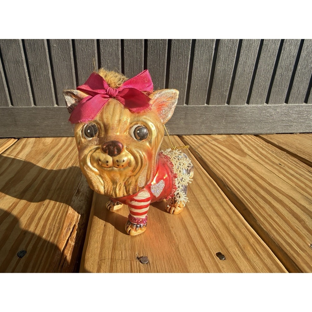 Jim Marvin Handpainted Embellished Glass Dog Ornament Yorkshire Terrier-Yorkie